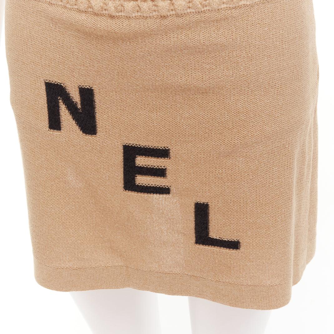 CHANEL 2019 Runway viscose paper LOGO crop top skirt set FR34 XS Kylie Jenner 6