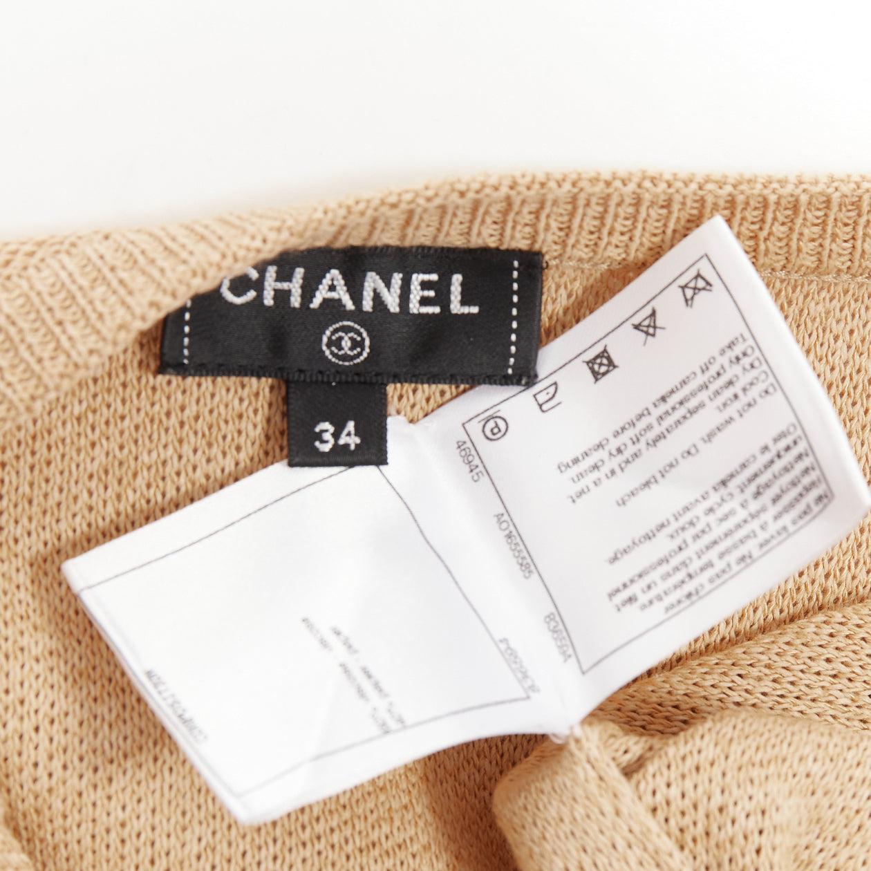 CHANEL 2019 Runway viscose paper LOGO crop top skirt set FR34 XS Kylie Jenner 8