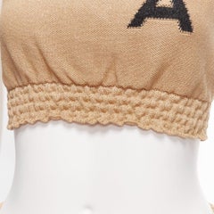 CHANEL 2019 Runway viscose paper LOGO crop top skirt set FR34 XS Kylie Jenner
