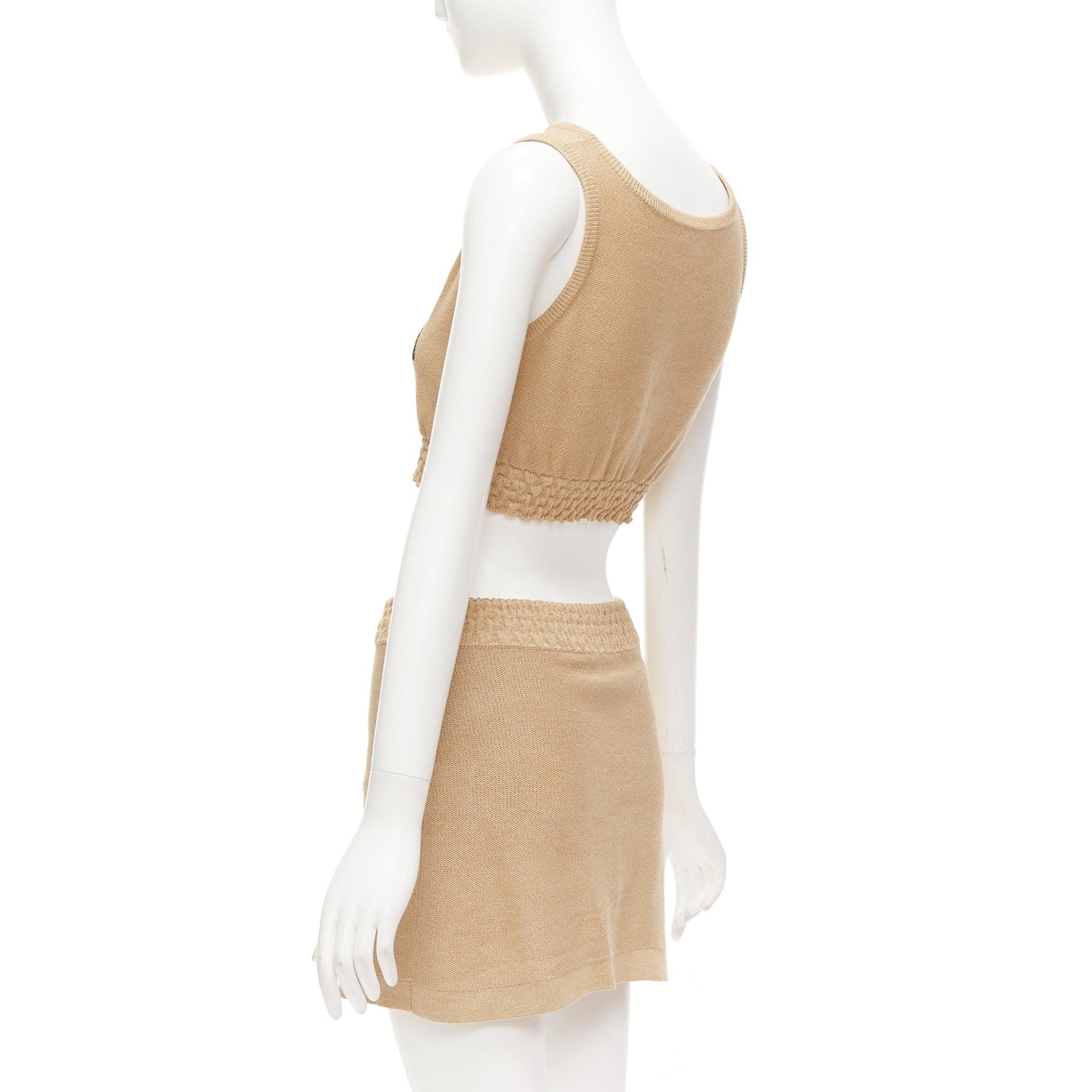 CHANEL 2019 Runway viscose paper LOGO crop top skirt set FR34 XS Kylie Jenner 2