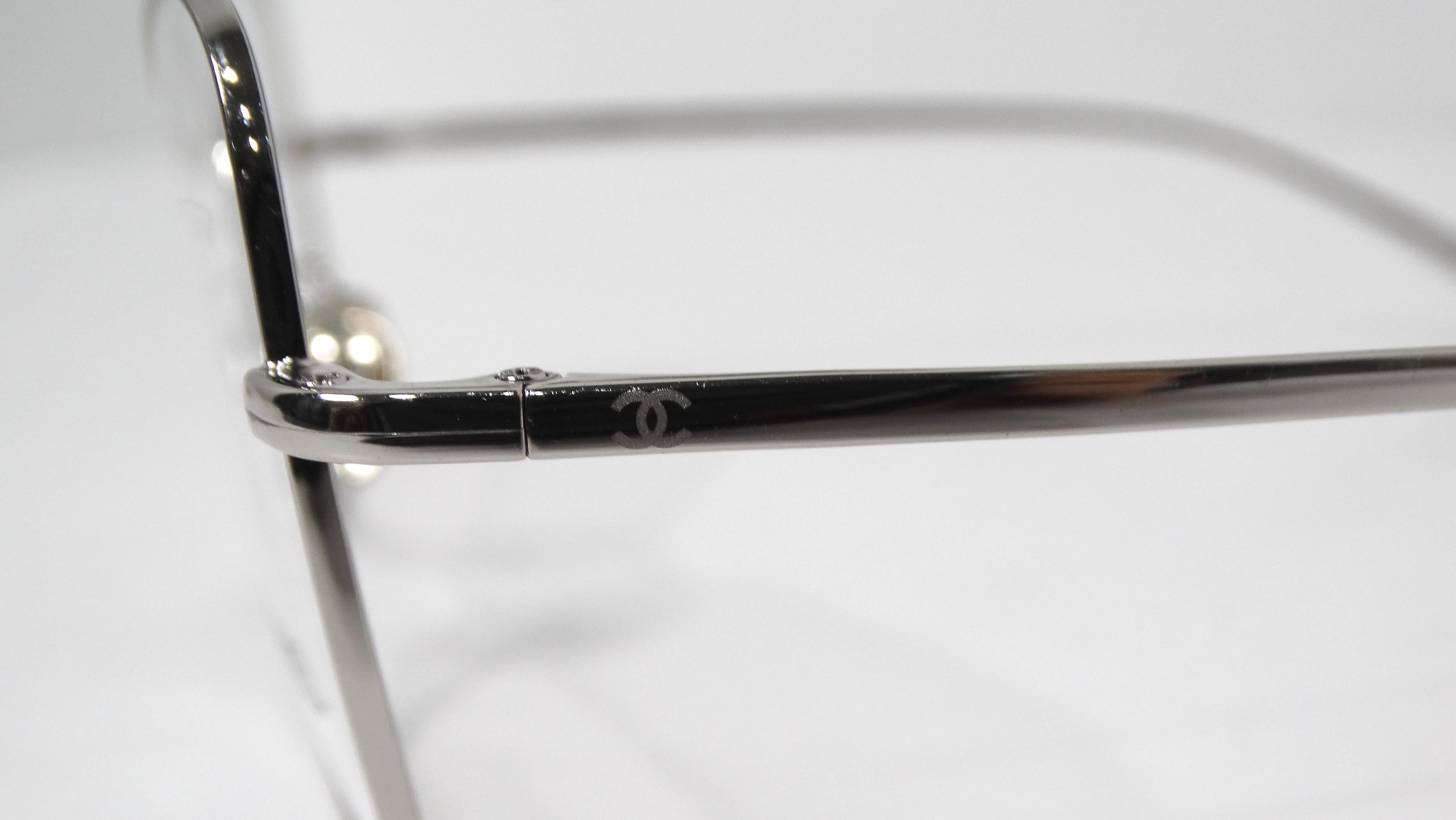 Chanel 2019 Silver-Tone Metal Frame Butterfly Style Eye Glasses In Good Condition For Sale In Scottsdale, AZ