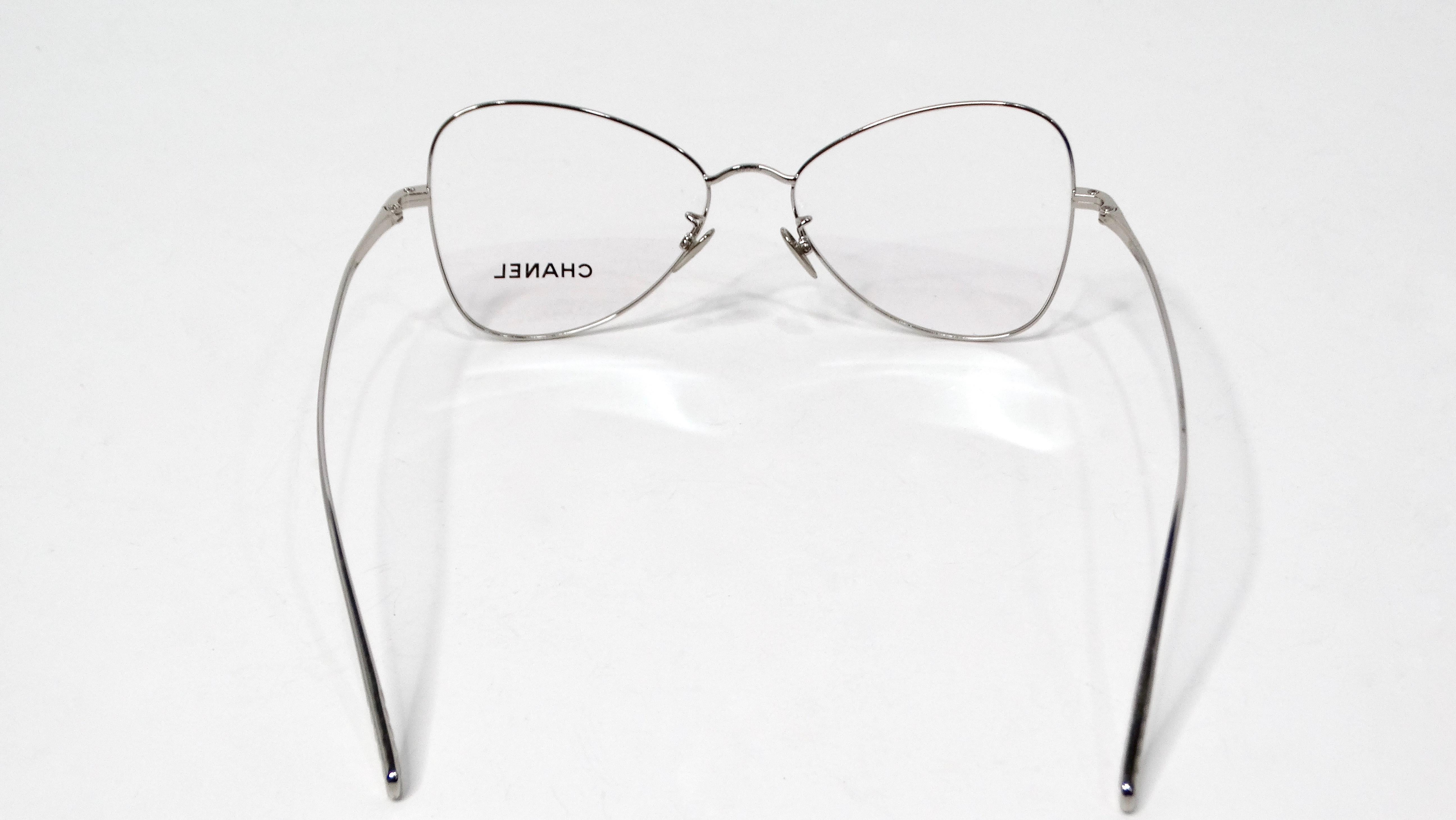 Women's Chanel 2019 Silver-Tone Metal Frame Butterfly Style Eye Glasses For Sale