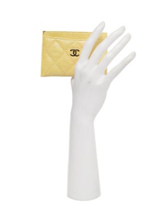 Chanel 2019 Sold Out Iridescent Yellow Caviar Leather O-Card Holder