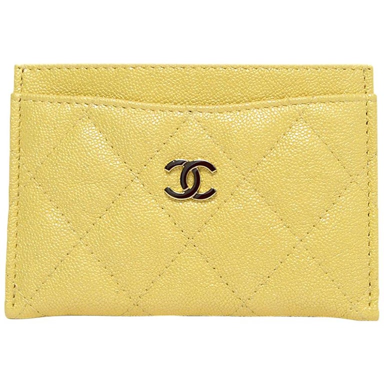 Chanel 2019 Sold Out Iridescent Yellow Caviar Leather O-Card Holder at  1stDibs | chanel card holder 2019
