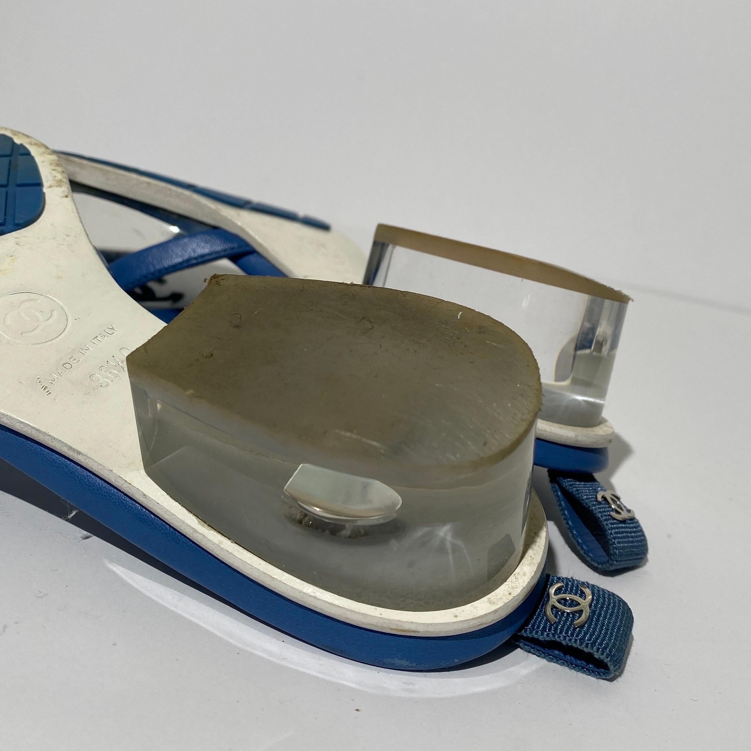 Chanel 2019 Spring Blue Transparent Mules For Sale 7