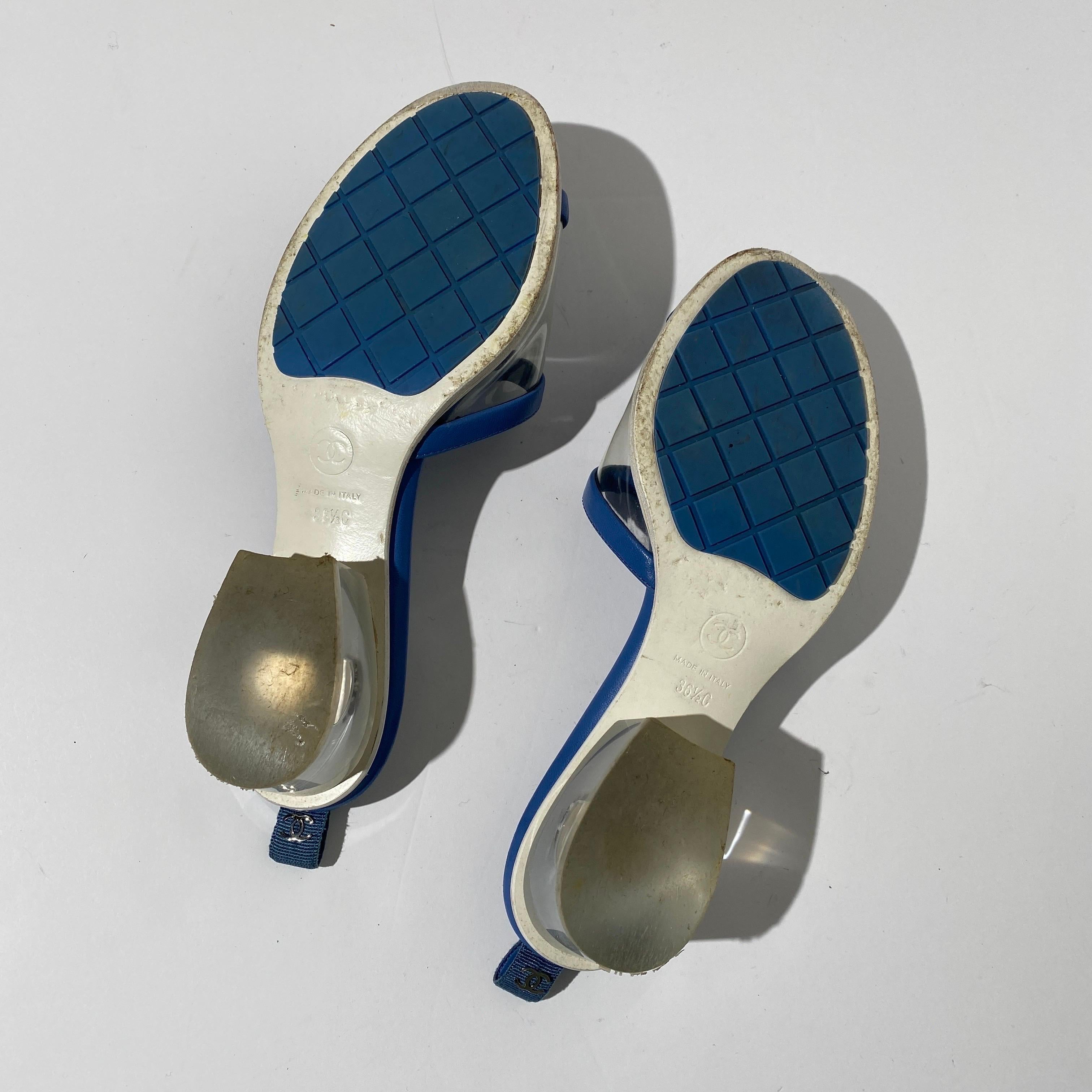 Chanel 2019 Spring Blue Transparent Mules For Sale 8