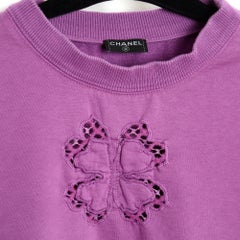 Chanel 2019 Top Sweat Shirt FR36 Cyclamen Clover Embroided Sweater UK8 US4