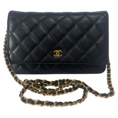 Chanel 2019 Wallet on Chain Classic Flap Black Caviar Leather Gold Hardware