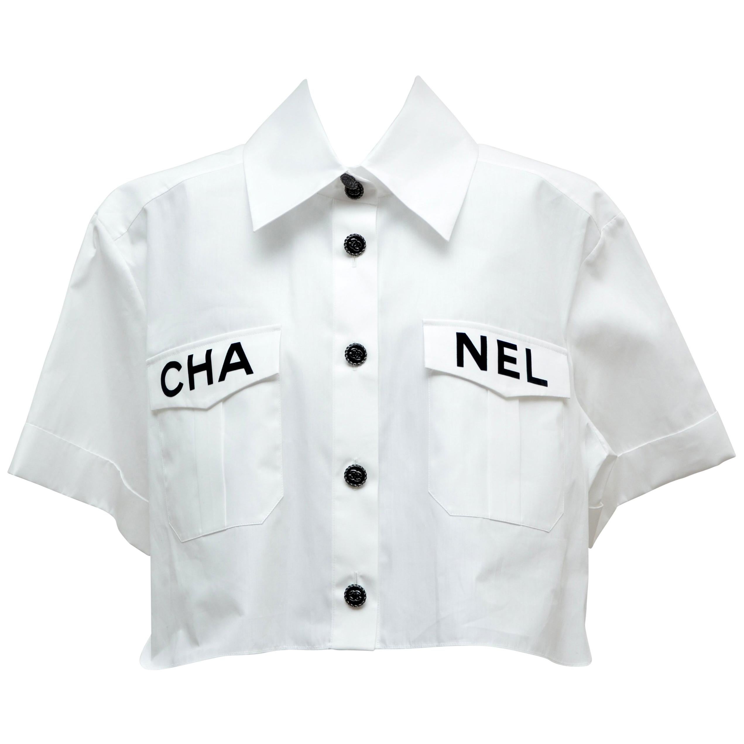 Chanel  2019 White Shirt Runway Piece  NEW 40FR