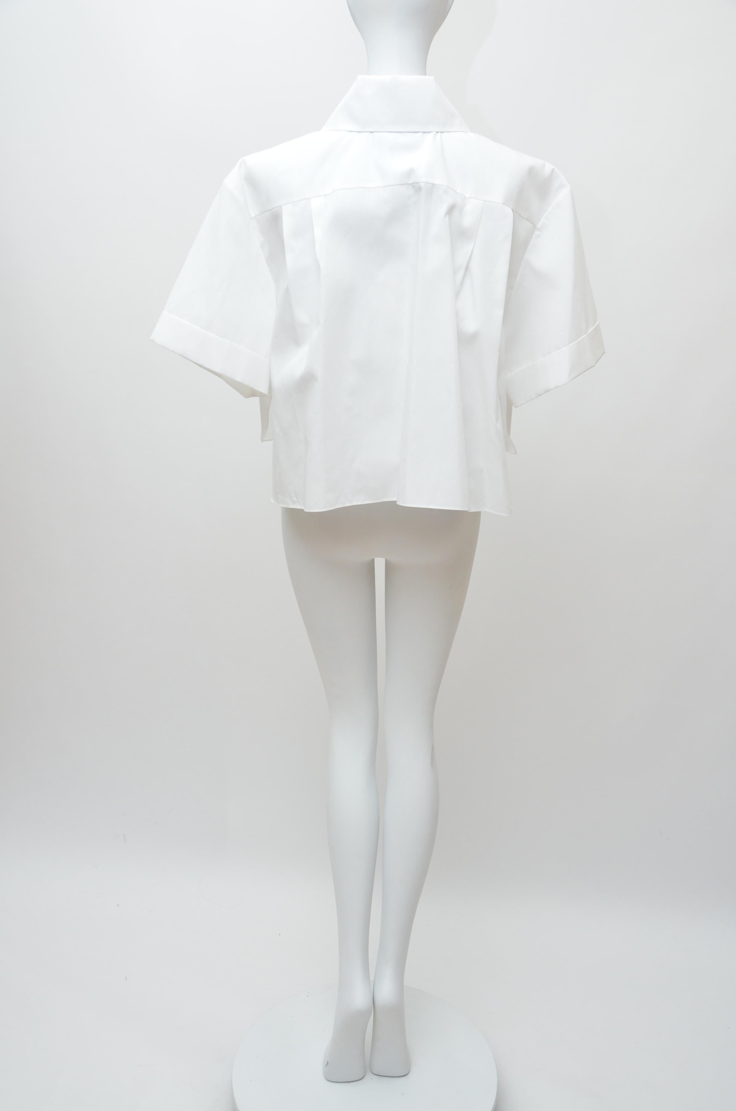 Gris Chanel 2019 Chemise blanche Pièce de défilé NOUVEAU 36FR