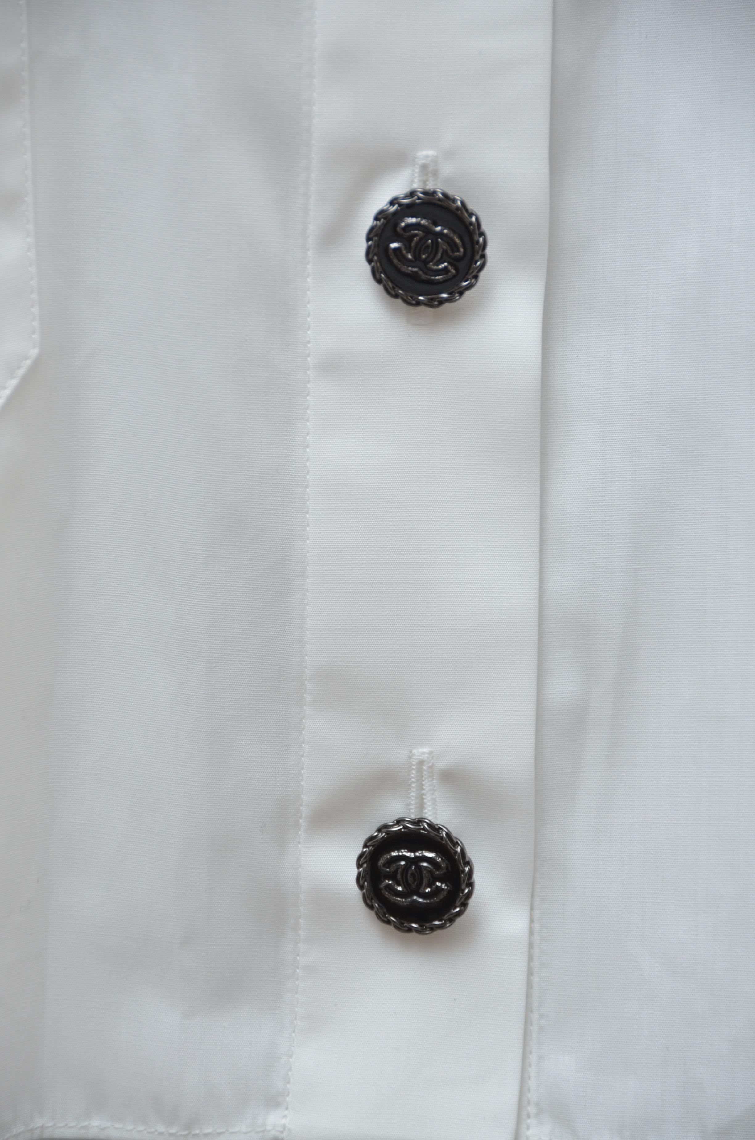  Chanel 2019 Chemise blanche Pièce de défilé NOUVEAU 36FR Unisexe 