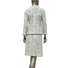 Chanel 2019 White Tweed Two-Piece Set with Black Bows, Size 38