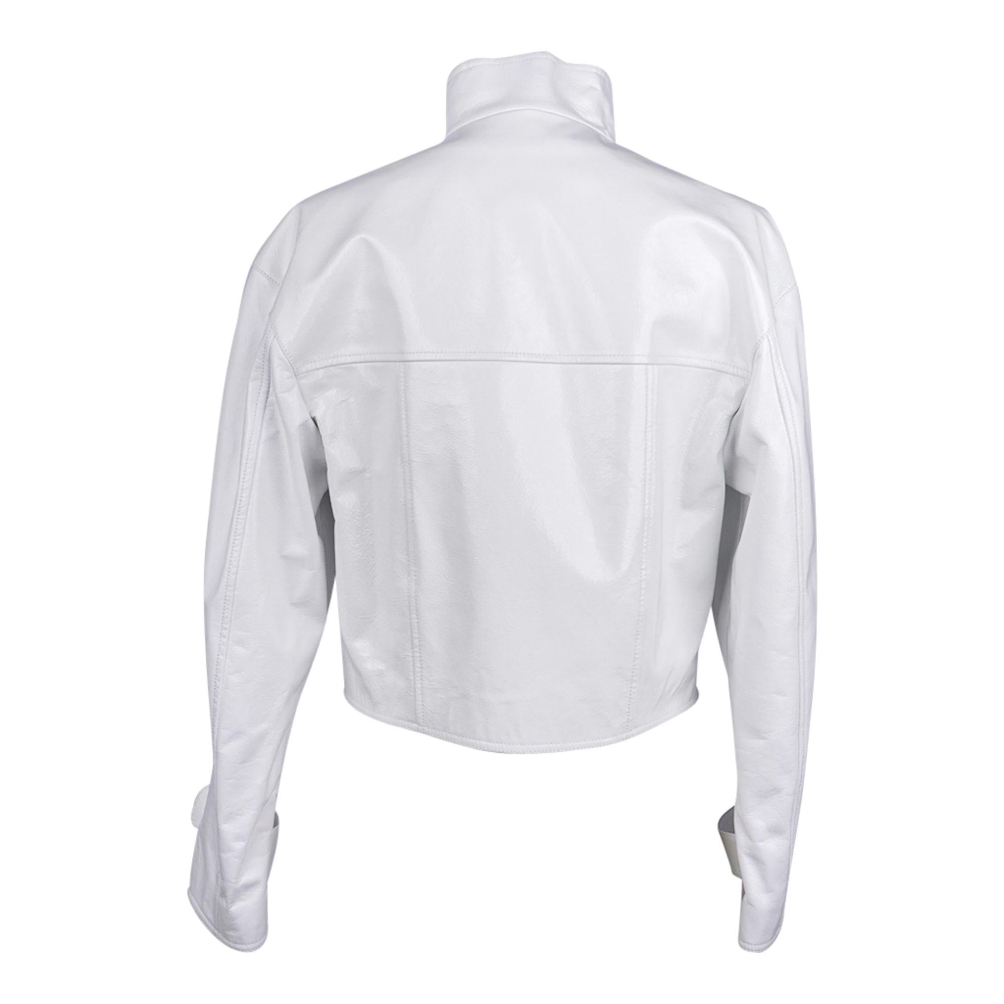 Chanel 2020-21FW Jacket White Patent Leather Short Biker Style 36 / 4 ...