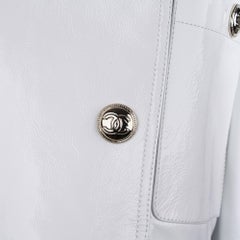 Chanel 2020-21FW Jacket White Patent Leather Short Biker Style 36 / 4 New w/Tags