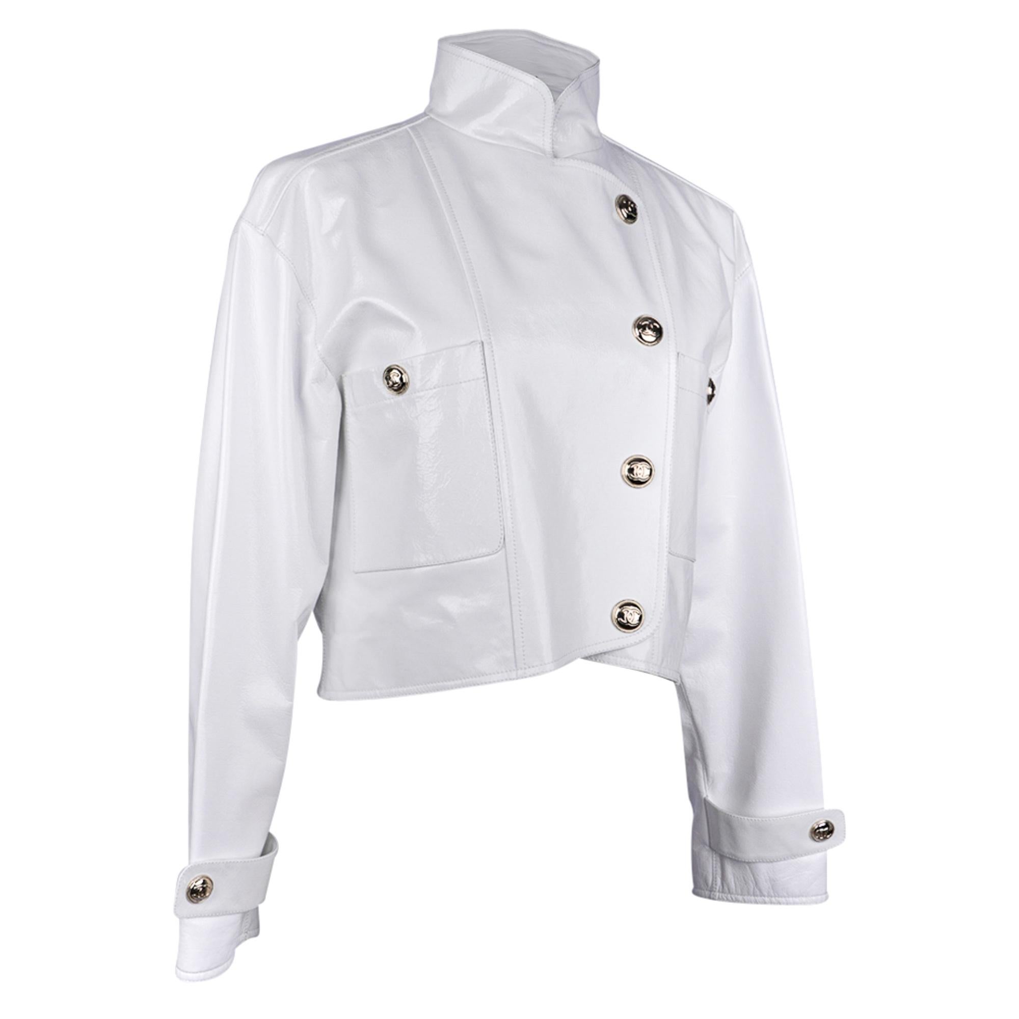 white patent leather jacket