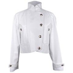 Chanel 2020-21FW Jacket White Patent Leather Short Biker Style 36 / 4 New w/Tags