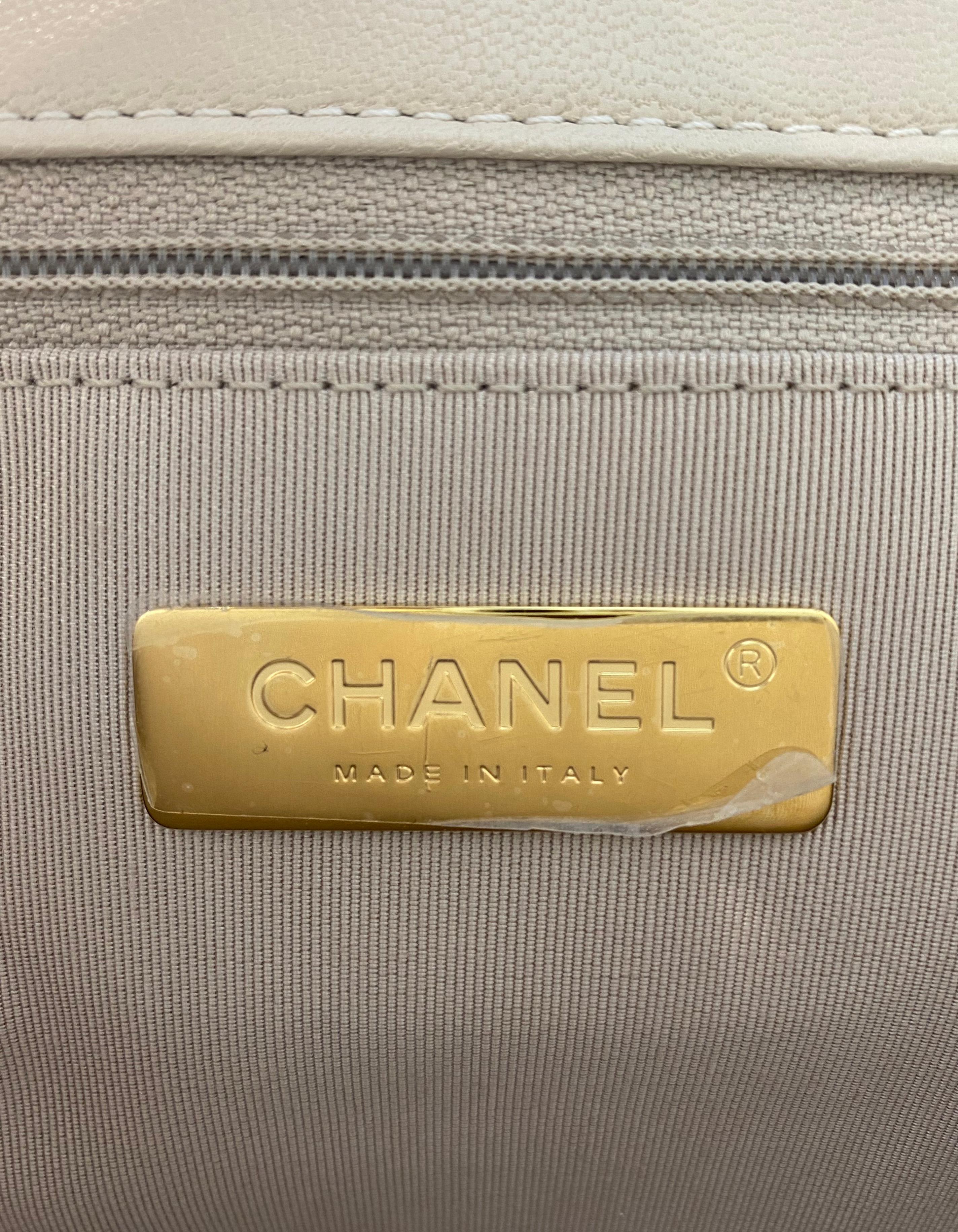 Chanel 2020 Beige Goatskin Leather Quilted Maxi 19 Flap Bag 3