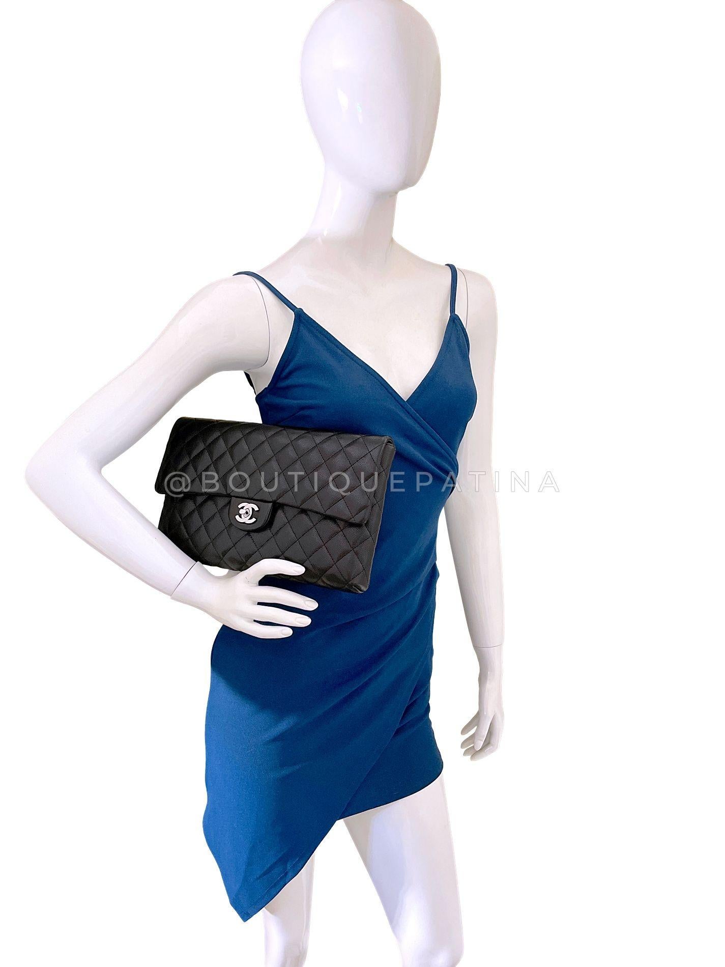 Chanel 2020 Caviar Negro Intemporal Bolso de Solapa SHW 69101 en venta 9