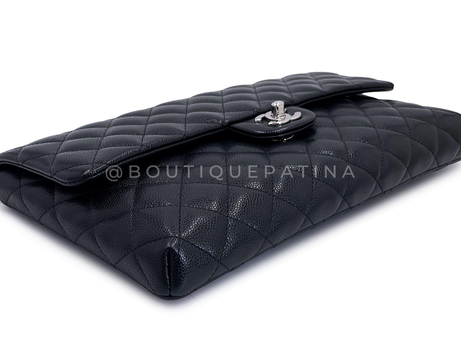 Chanel 2020 Caviar Negro Intemporal Bolso de Solapa SHW 69101 en venta 2