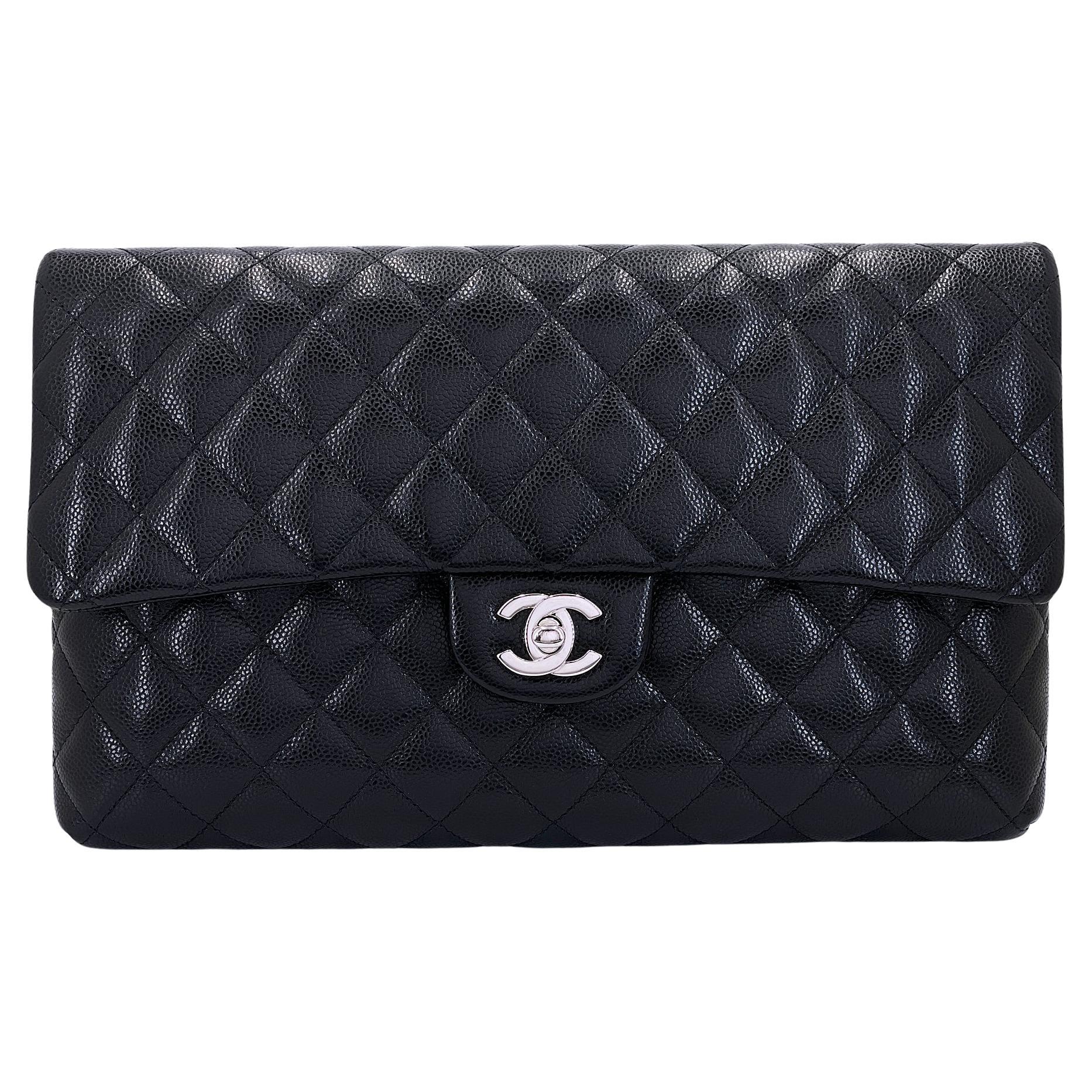 Chanel 2020 Caviale nero Timeless Flap Pochette SHW 69101