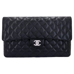 Chanel 2020 Caviale nero Timeless Flap Pochette SHW 69101