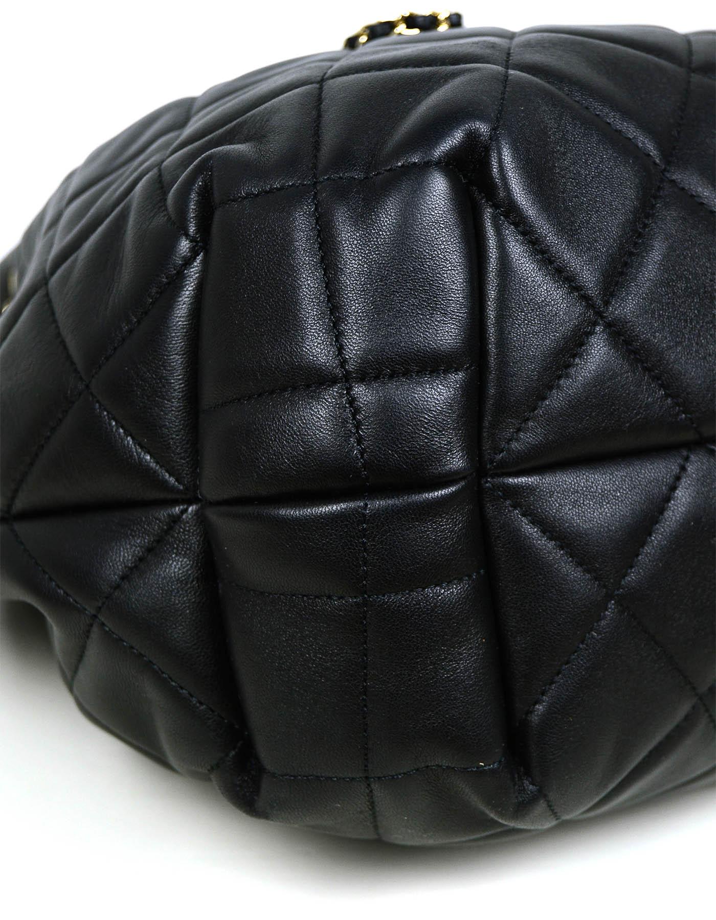 Chanel 2020 Black Lambskin Quilted CC Dweller Drawstring Bucket Tote Bag 1