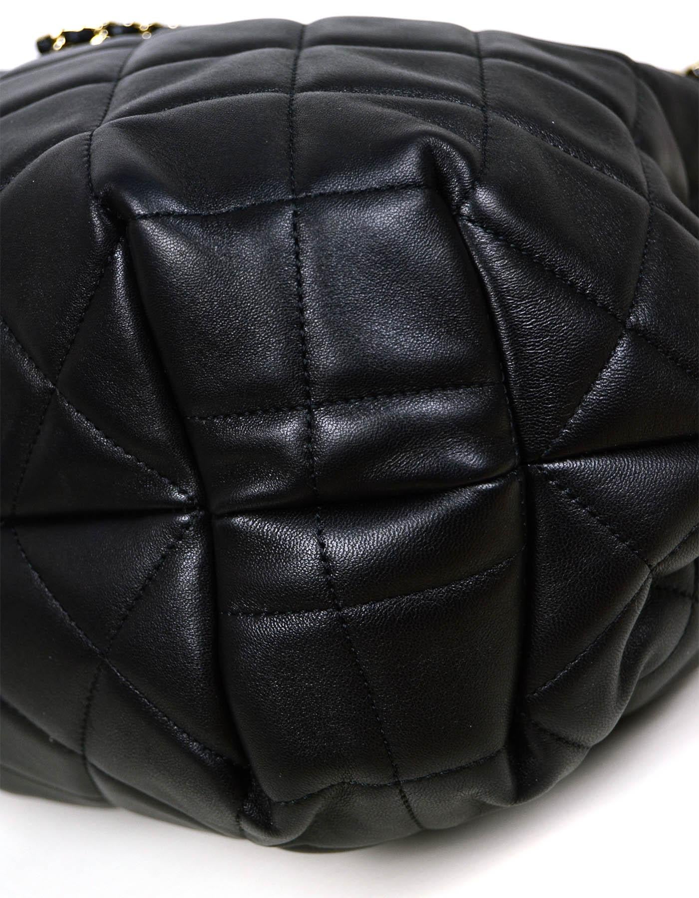 Chanel 2020 Black Lambskin Quilted CC Dweller Drawstring Bucket Tote Bag 2