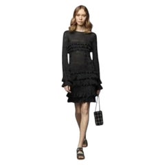 Chanel 2020 Black Viscose Tiered Ruffle Dress sz.40