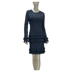 Chanel 2020 Black Viscose Tiered Ruffle Dress sz.40