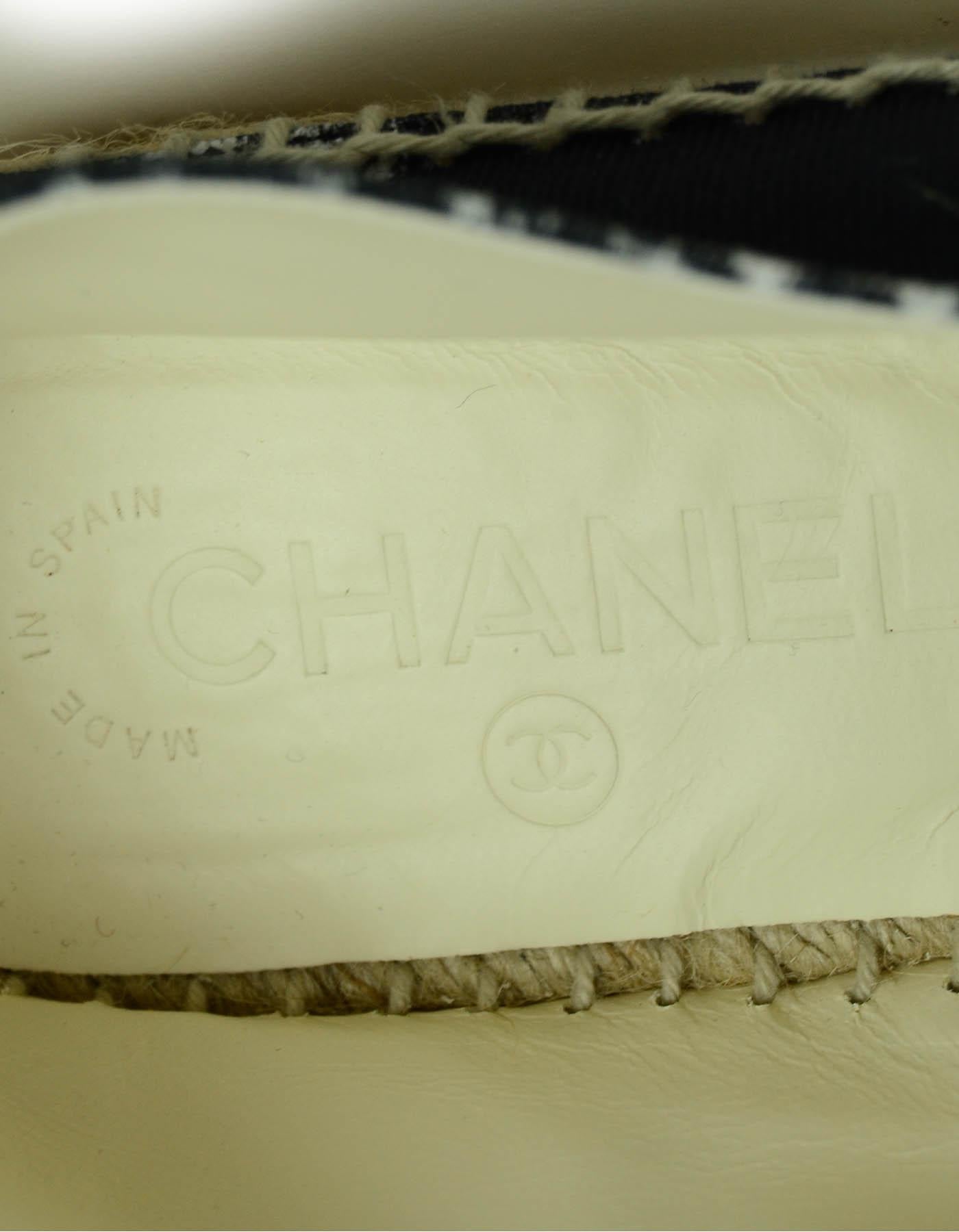 Chanel 2020 Black/White Cambon Logo Print Espadrilles sz 39 1