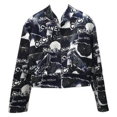 Chanel 2020 Black  White Cotton Printed Bomber Jacket