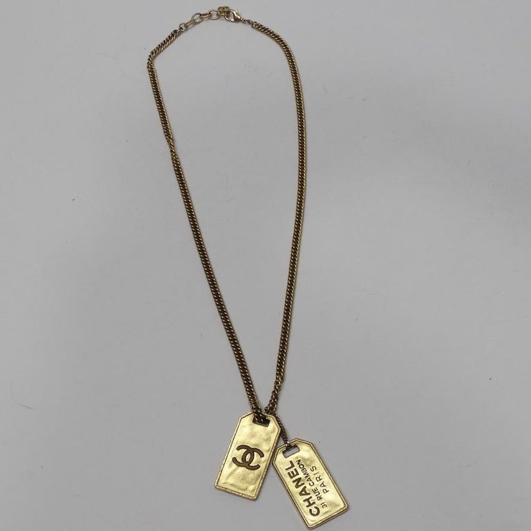 Chanel 2020 CC Dog Tag Pendent Necklace For Sale at 1stDibs