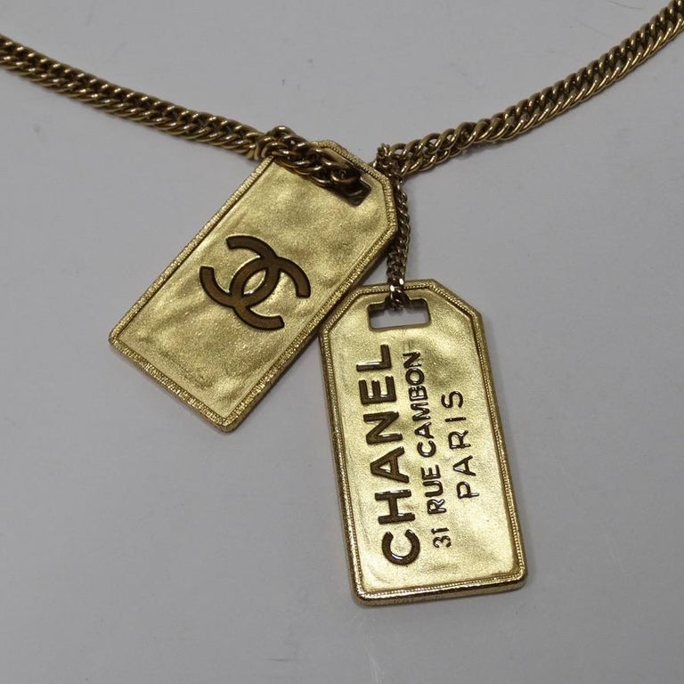 Chanel 2020 CC Dog Tag Pendent Necklace For Sale at 1stDibs