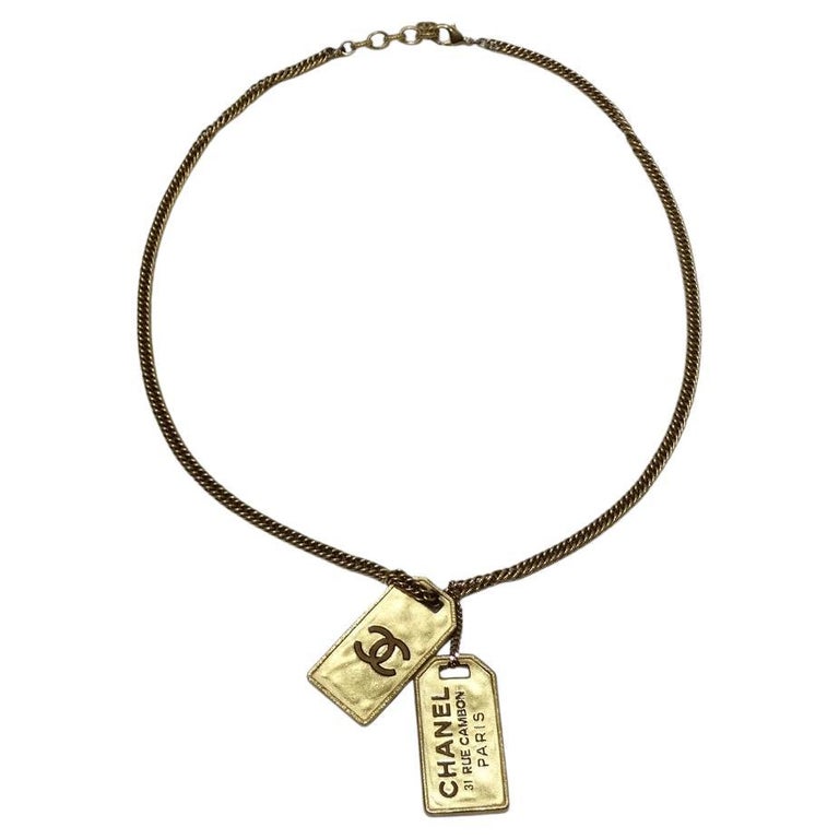 CHANEL Vintage Yellow Gold 31 Rue Cambon & Link Pendant Choker/Necklace