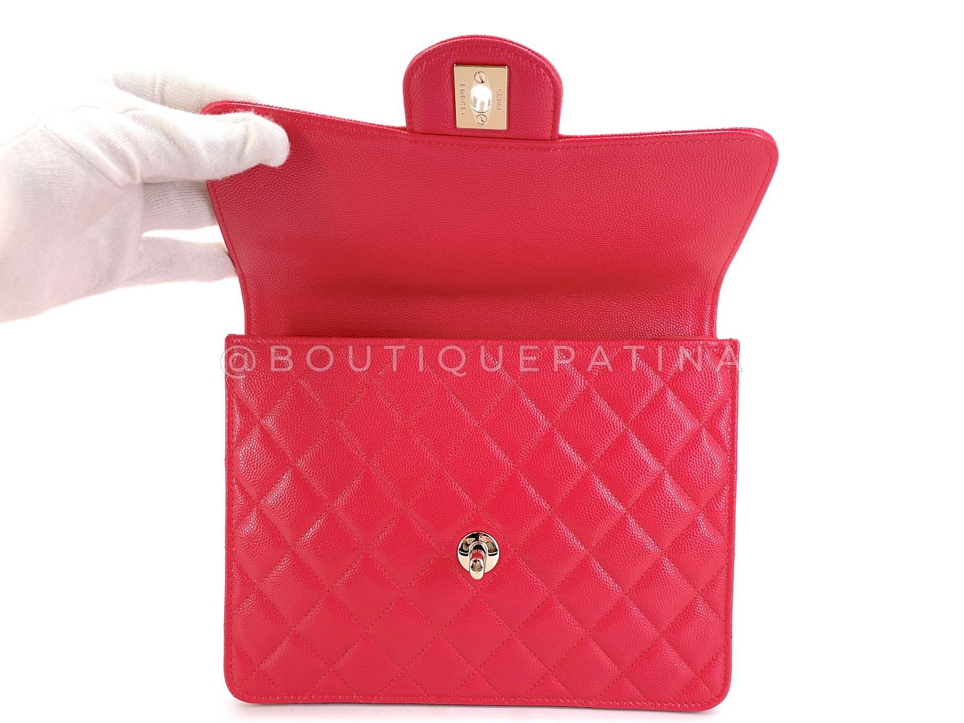 Chanel 2020 Sac à main Timeless en caviar rose foncé GHW 68623 en vente 3