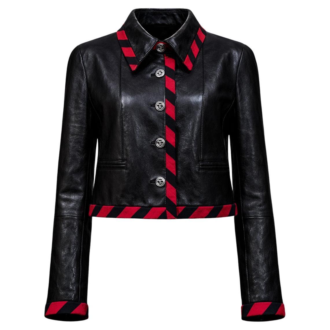CHANEL 2020 Iconic Ad Campaign Black Leather Jacket 50 FR