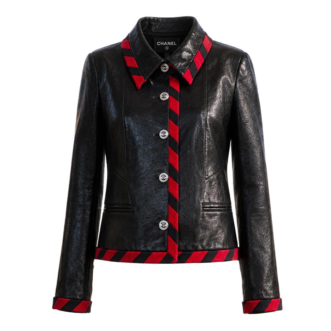 CHANEL 2020 Ikonische Werbekampagne Schwarze Lederjacke 50 FR