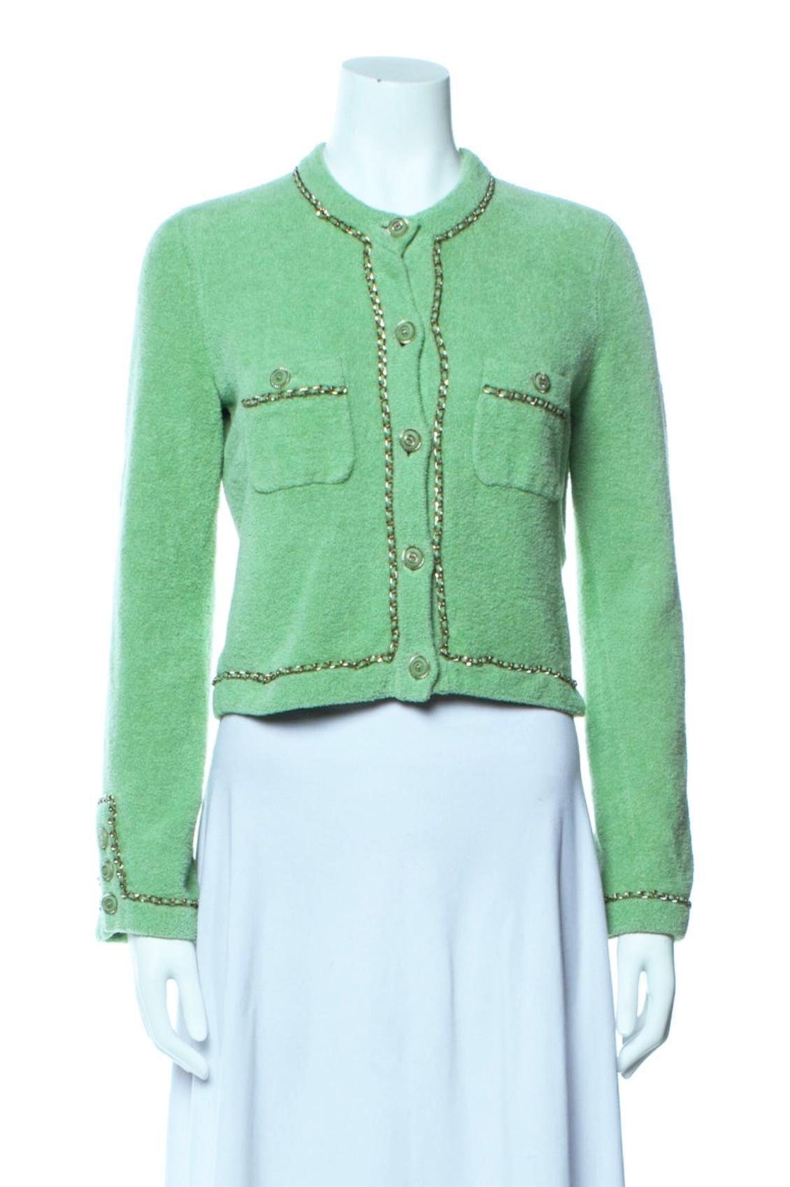 Chanel 2020 Iconic Fluffy Jacket with Chain Link Trim 5