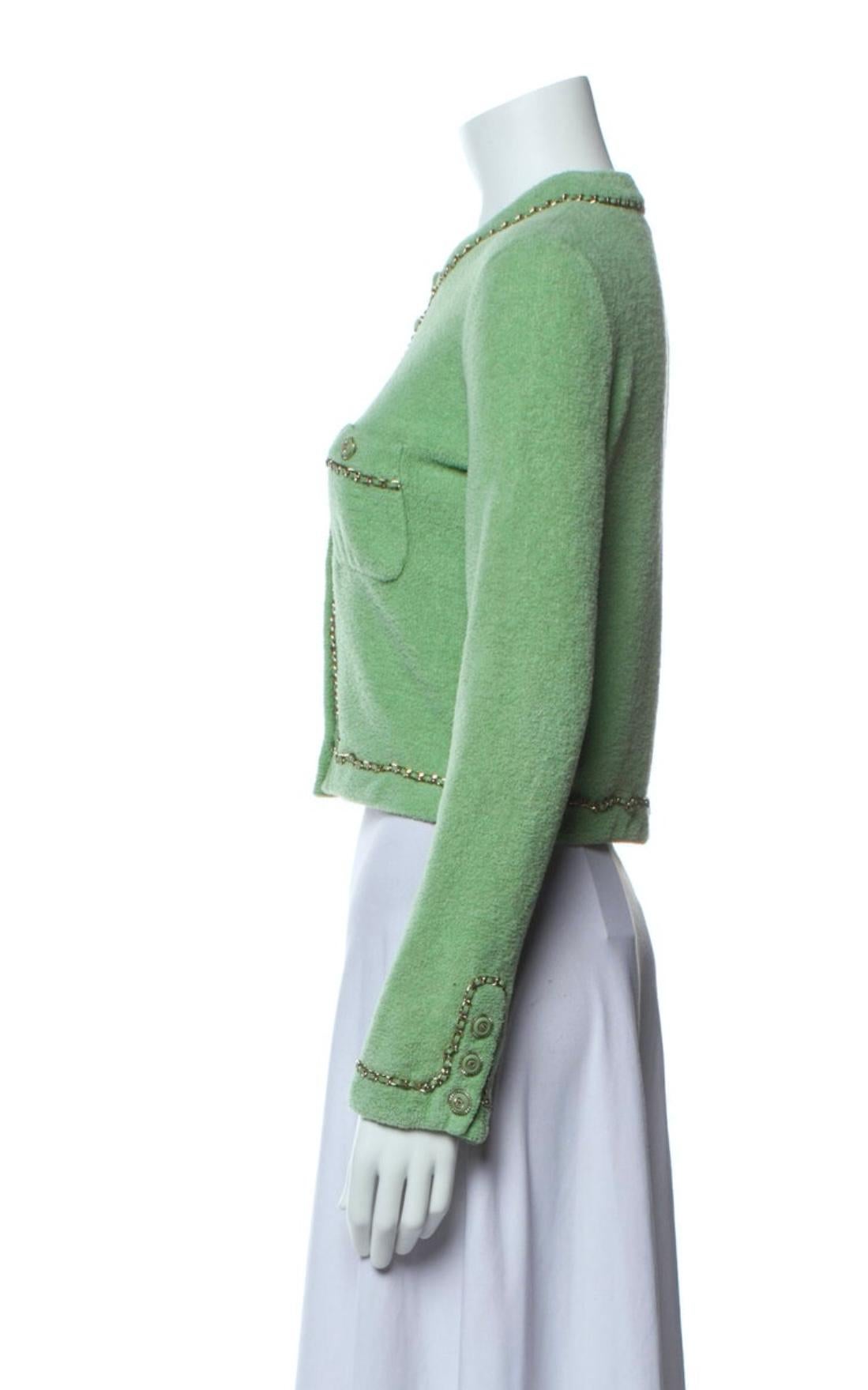 Chanel 2020 Iconic Fluffy Jacket with Chain Link Trim 6