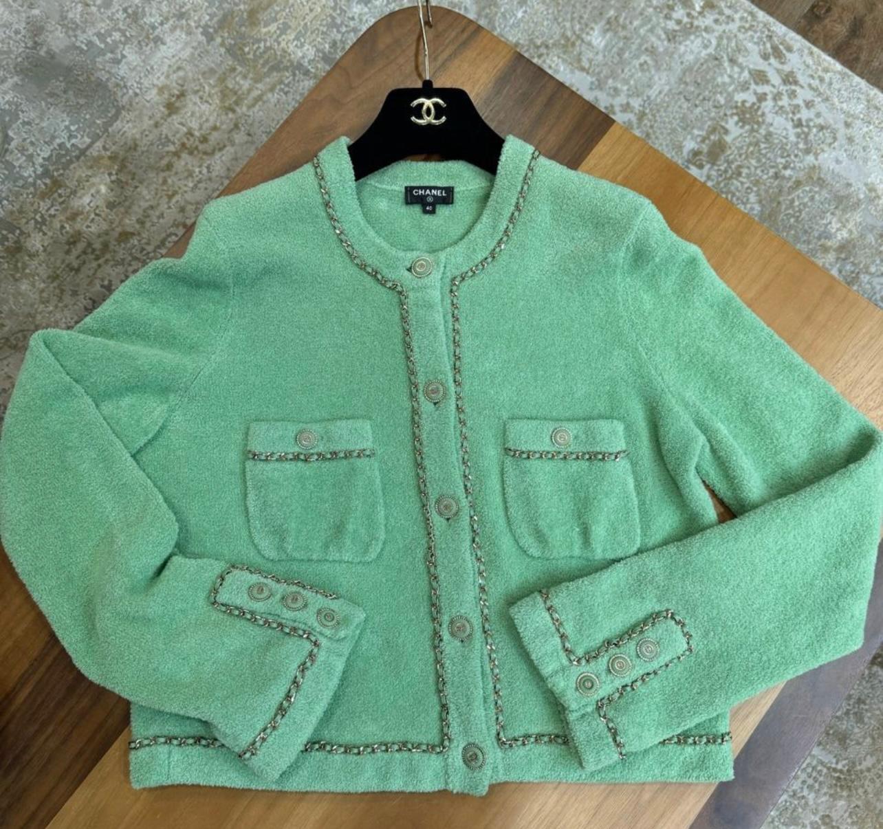 Chanel 2020 Iconic Fluffy Jacket with Chain Link Trim 1