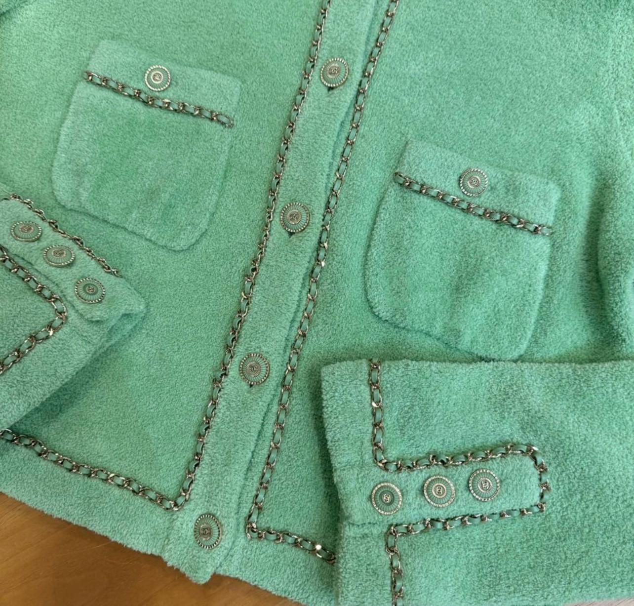 Chanel 2020 Iconic Fluffy Jacket with Chain Link Trim 2