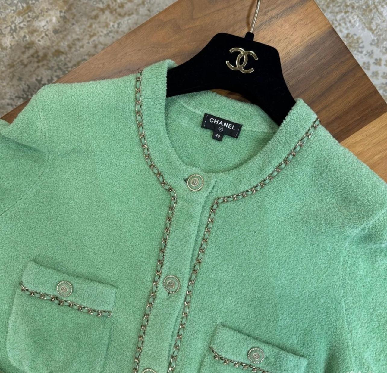 Chanel 2020 Iconic Fluffy Jacket with Chain Link Trim 3