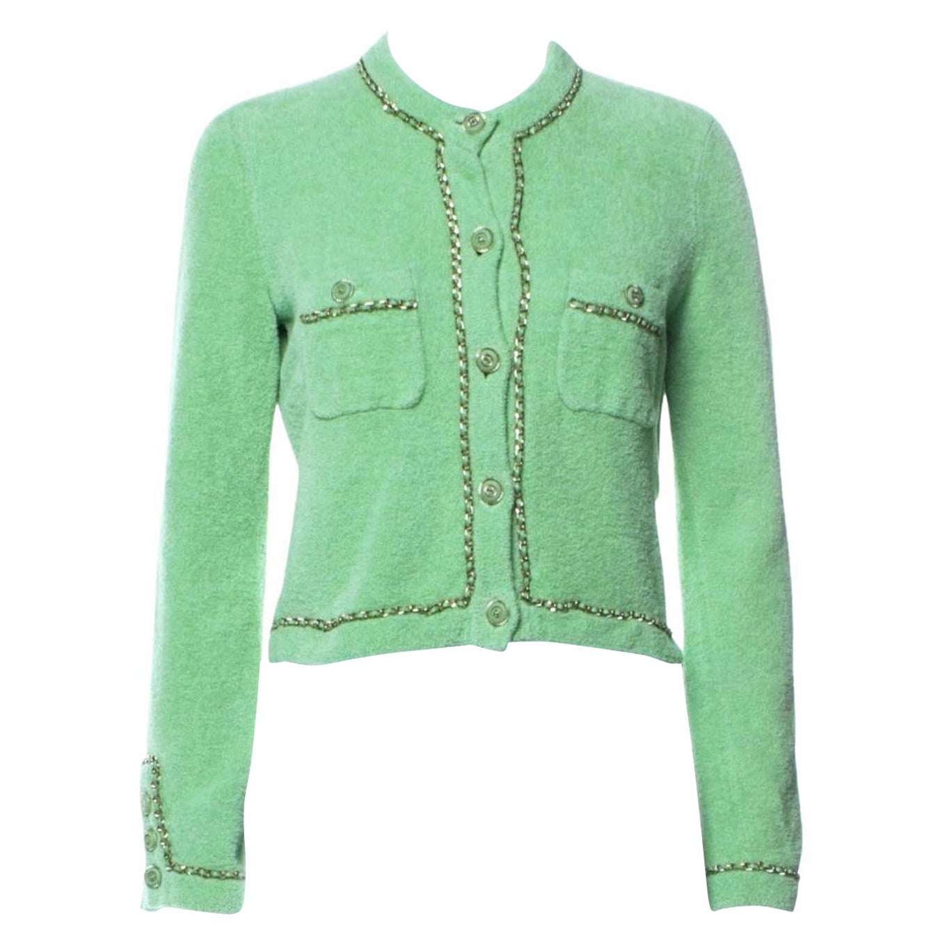 Chanel 2020 Iconic Fluffy Jacket with Chain Link Trim