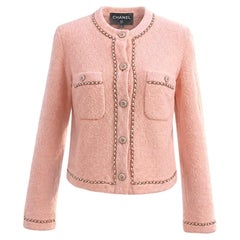 Chanel 2020 Iconic Peach Teddy Jacket with Chains 38 FR