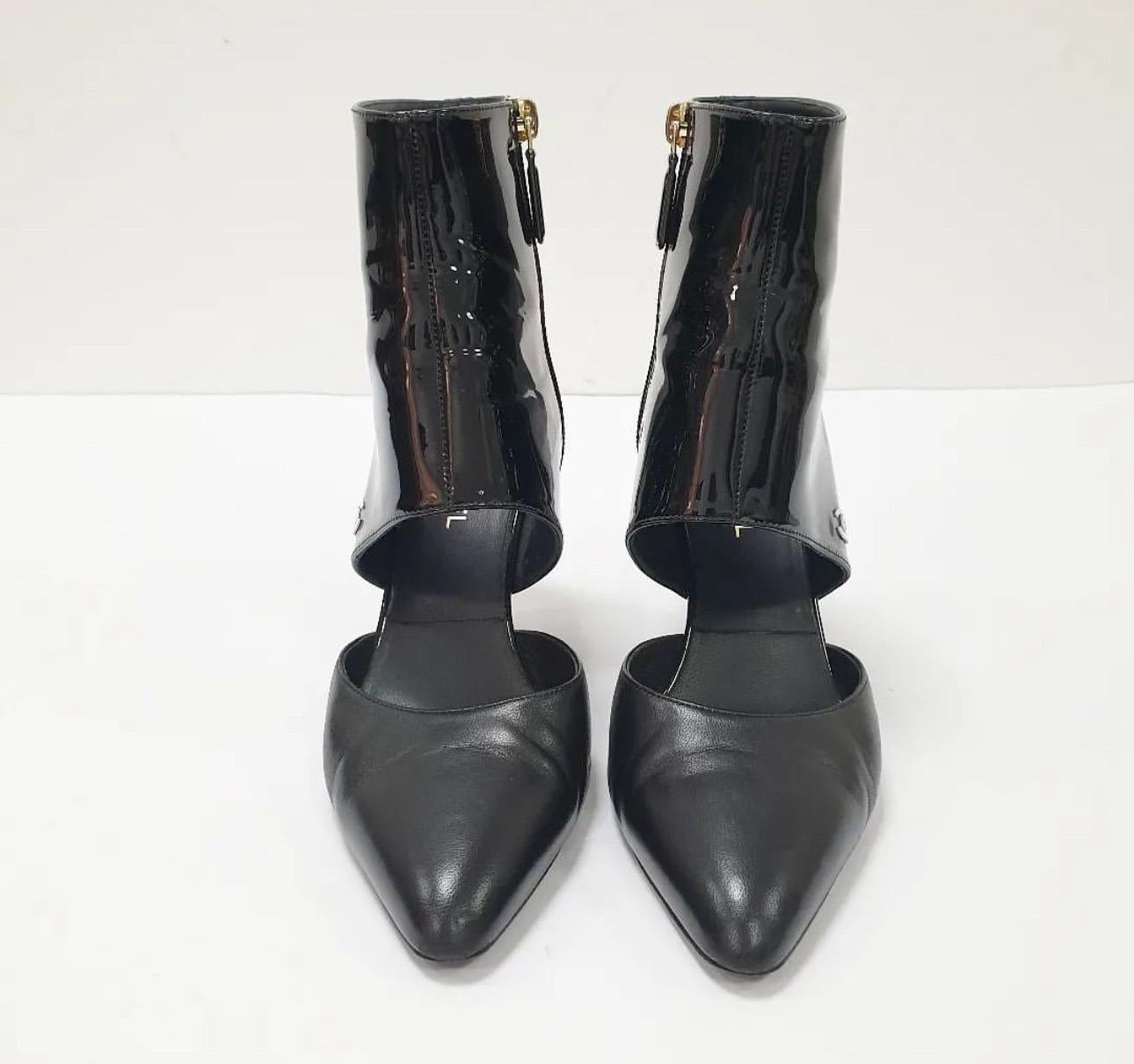 Chanel 2020 Interlocking CC Logo Black Patent Leather Boots 1