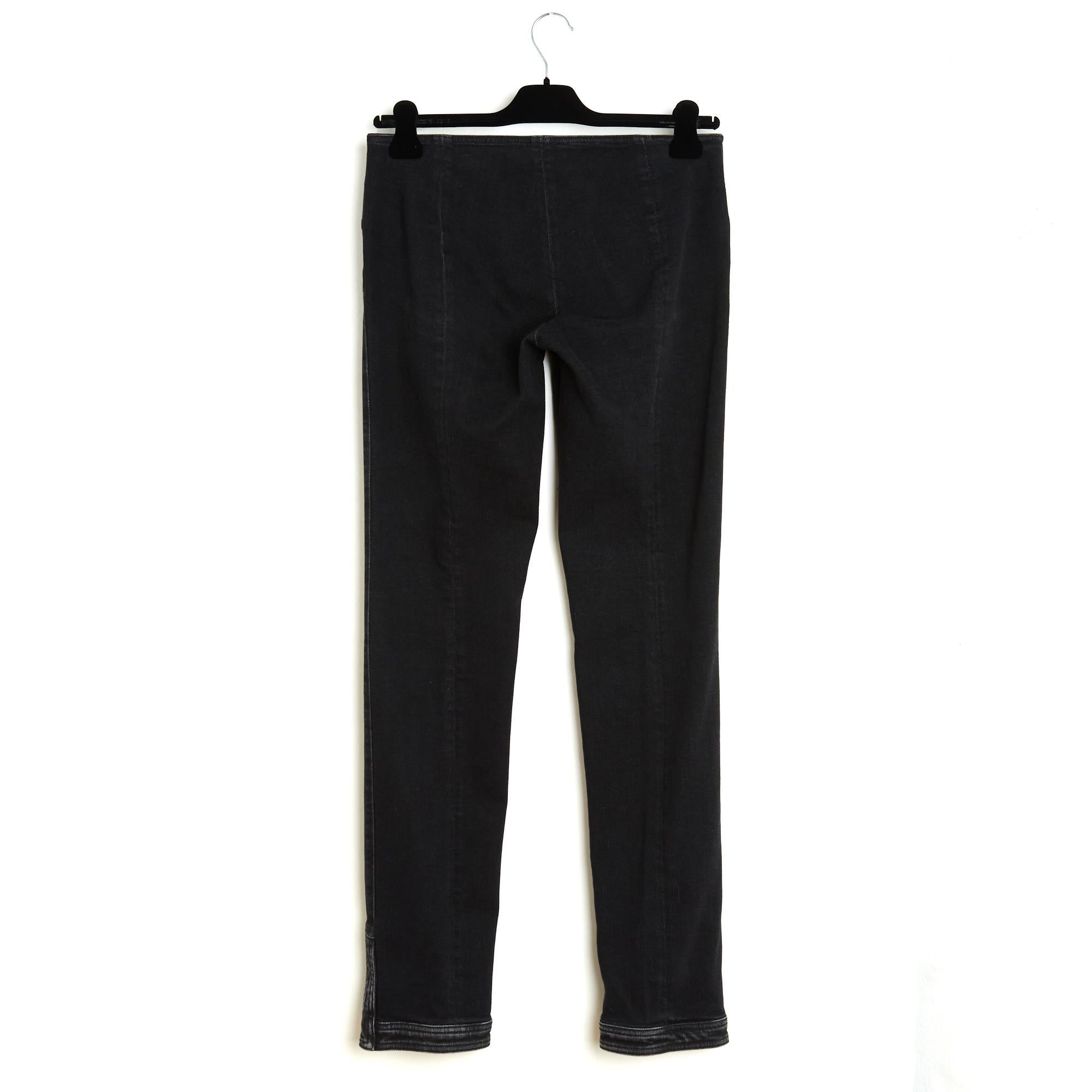 Chanel 2020 Jean Noir FR44 Negro Stretch Denim Slim Jeans Pantalones US31 XXL en venta 2