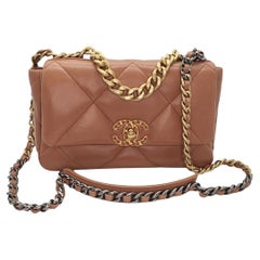 Chanel 2020 Lambskin Quilted Medium Chanel 19 Flap  Caramel