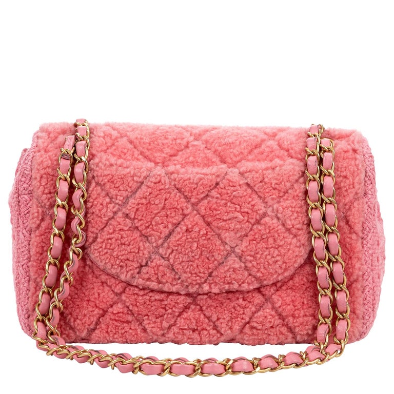 Chanel 2020 Limited Edition Pink Tweed Furry Flap Bag at 1stDibs | furry  chanel, pink furry bag, pink furry chanel bag