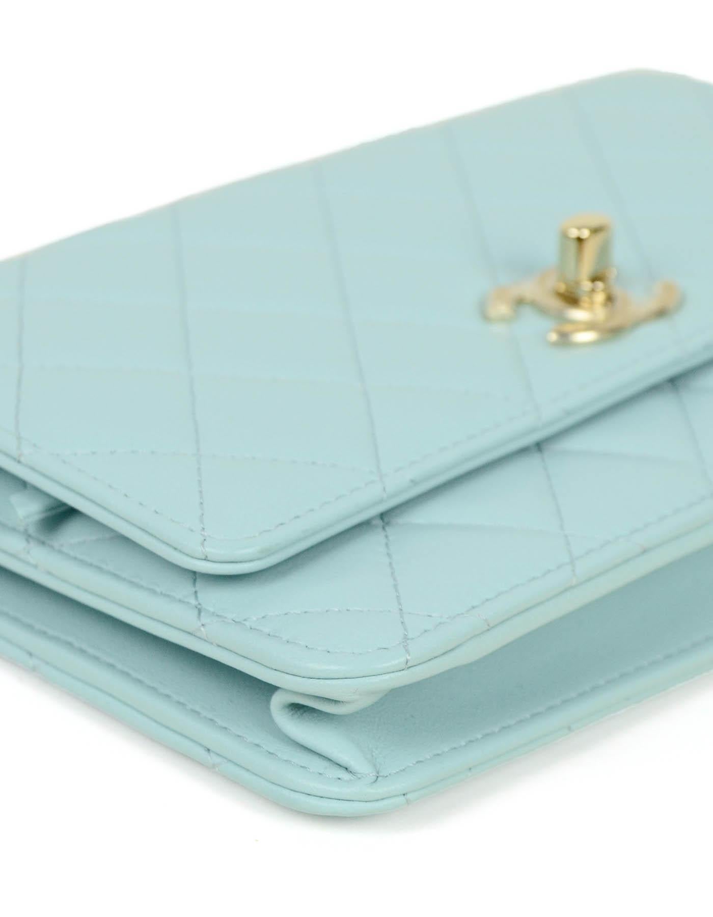 Chanel 2020 NEW Light Blue Quiltedy CC Wallet on Chain WOC Crossbody Bag 1