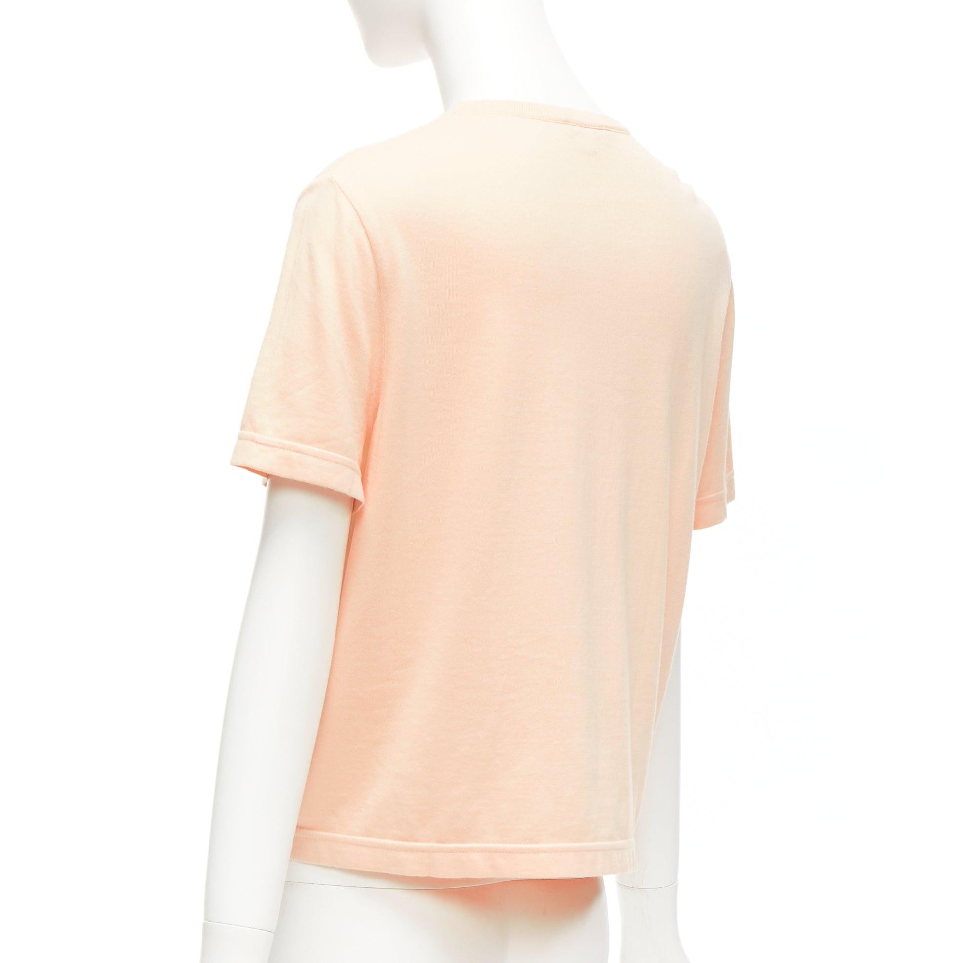 CHANEL 2020 peach pink macrame hollow logo cropped pocketed tshirt FR38 M For Sale 2